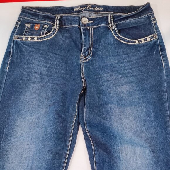 Sexy Couture jeans Boot cut stretch dark wash denim women's junior size 15 - Picture 2 of 16